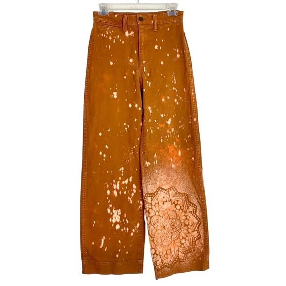 Madewell Denim - Madewell Emmett Wide Leg Jeans Pants Womens Size 24 XS Upcycled Floral Mandala